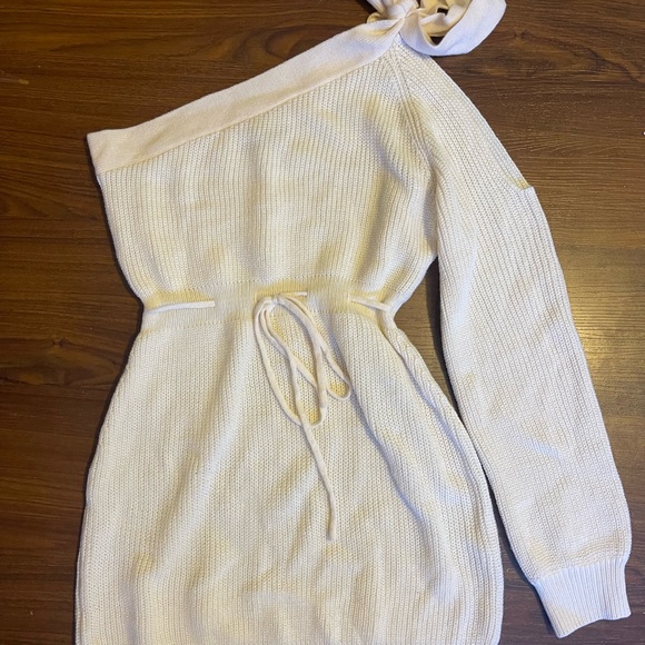 SHEIN Dresses & Skirts - Beige one shoulder sweater dress size L